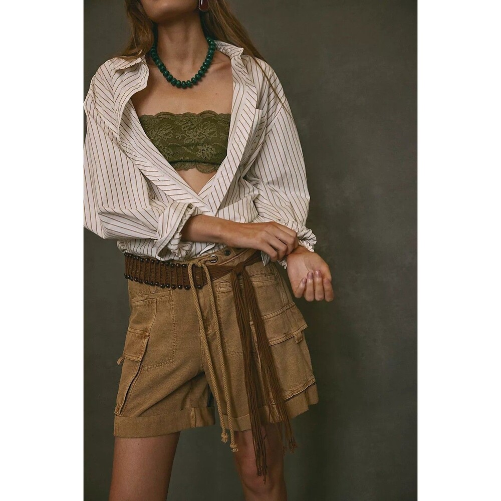 Free People Frankie Washed Shorts Low-Waisted Cargo Lightweight Casual S 287976 - Picture 3 of 10
